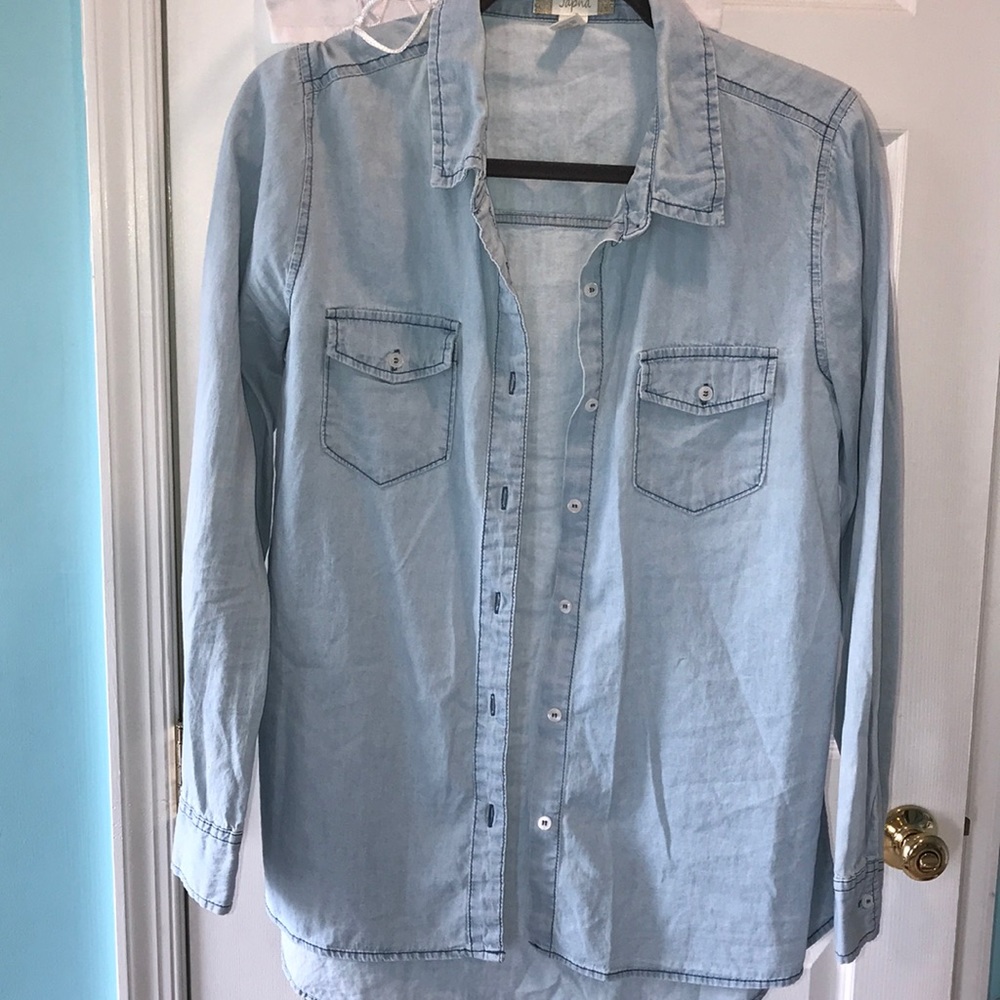 Button up light denim top